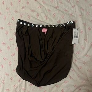 Edikted Giana Iridescent Strapless Cowl Neck Top